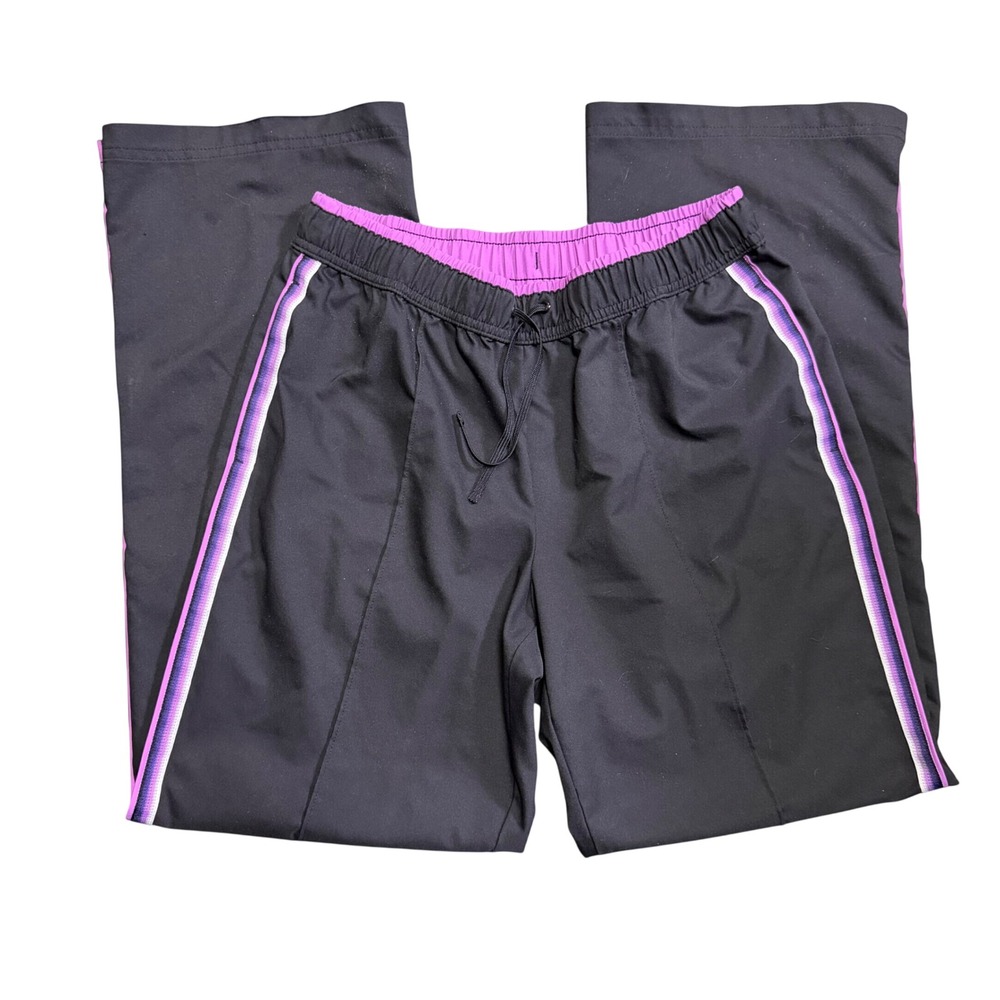 Made for Life Track Pants Womens Medium Black Purple Good Y2K Striped Athletic